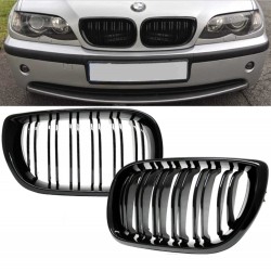 Двойни бъбреци решетки за BMW E46 1998-2001 Черен гланц